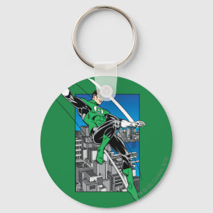 Green Lantern with City Background Keychain