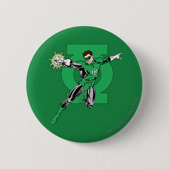 Green Lantern with Logo Background 2 Inch Round Button (Front)