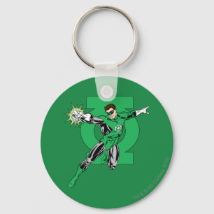 Green Lantern with Logo Background Keychain