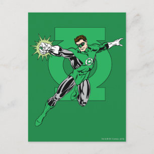 Green Lantern with Logo Background Postcard