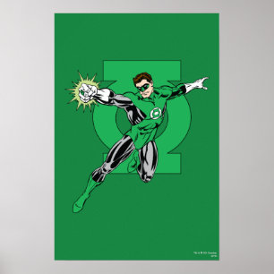 Green Lantern with Logo Background Poster
