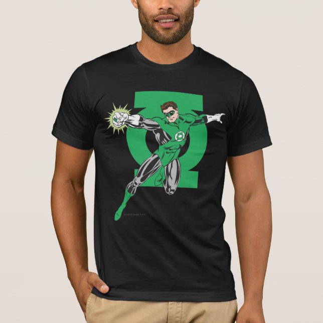 Green Lantern with Logo Background T-Shirt (Front)