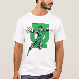 Green Lantern with Logo Background T-Shirt