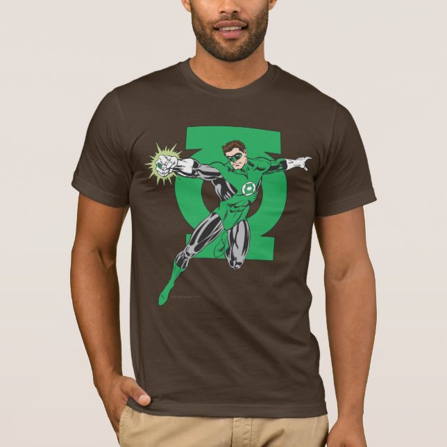Green Lantern with Logo Background T-Shirt (Front)