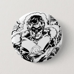 Green Lanterns Flying, Black and White 2 Inch Round Button
