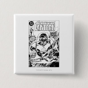 Green Lanterns Flying, Black and White 2 Inch Square Button