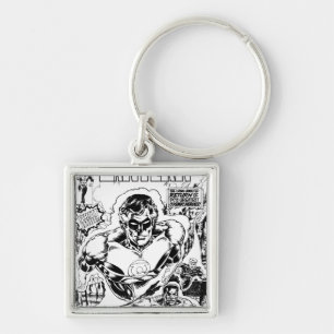 Green Lanterns Flying, Black and White Keychain
