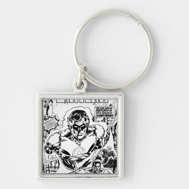 Green Lanterns Flying, Black and White Keychain (Front)