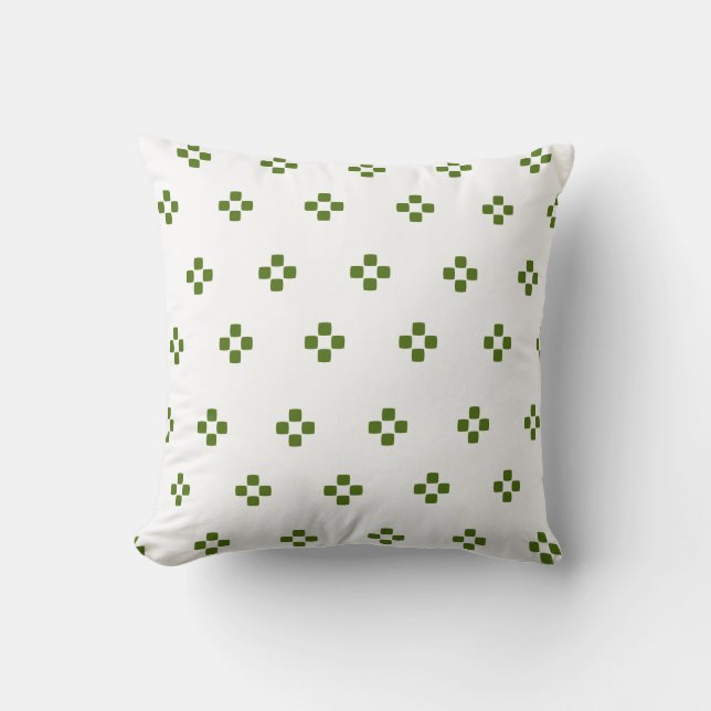 Green Large Square Patterned Throw Pillow (Front)