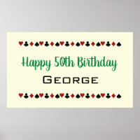 Green Las Vegas Style Casino Card Suits Birthday