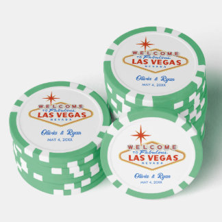 Green Las Vegas Wedding Favour Poker Chips