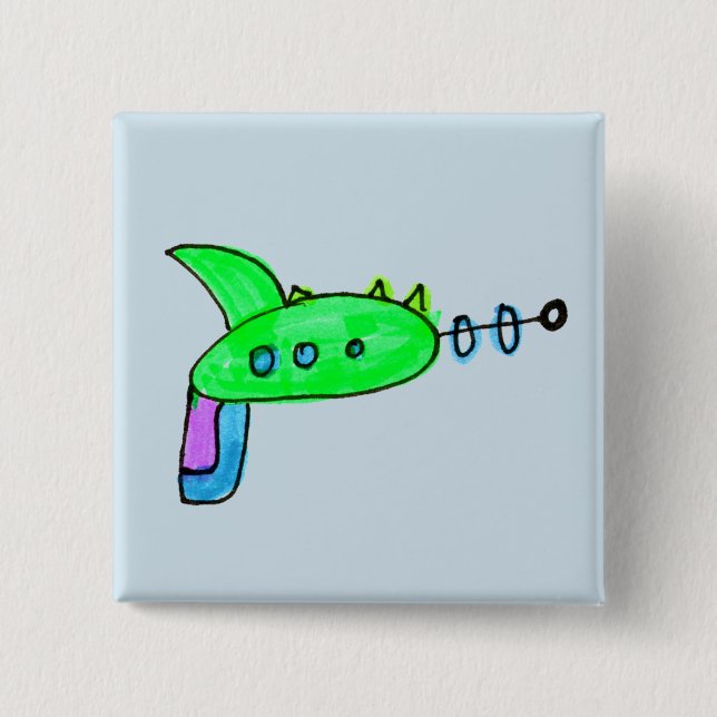 Green Laser Gun 2 Inch Square Button (Front)