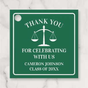 Green Law School Graduation Party Personalized Favour Tags