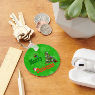 Green Lawn Bowls Christmas Style, Keyring