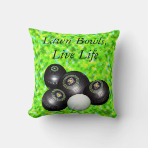 Green Lawn Bowls Live Life, Throw Pillow