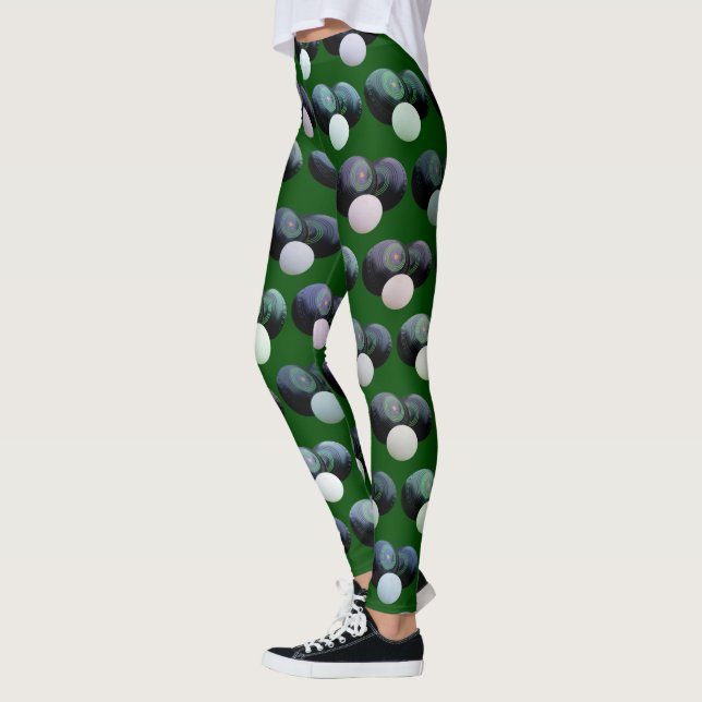 Green Lawn Bowls Pattern, Leggings (Left)