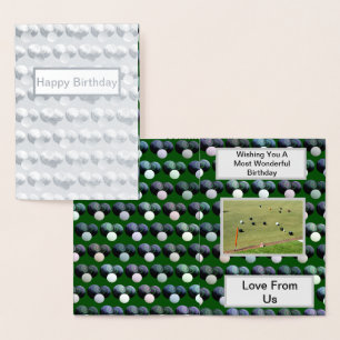 Green Lawn Bowls, Silver Foil Birthday Card, Card