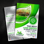 Green Lawn Care Landscaping Mow Mulching Service Flyer<br><div class="desc">Turn neighbourhood envy into customer enquiries with this detailed flyer template. Showcase your expertise in lawn care,  landscaping,  and maintenance with a clear layout and captivating visuals. Perfect for businesses offering a wide range of services,  from mowing to irrigation.</div>