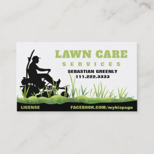 *~* Green Lawn Care Landscapping Grass Modern Business Card