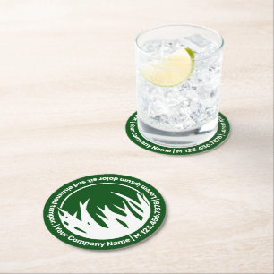 Green Lawn Care Service Promotional Round Paper Coaster