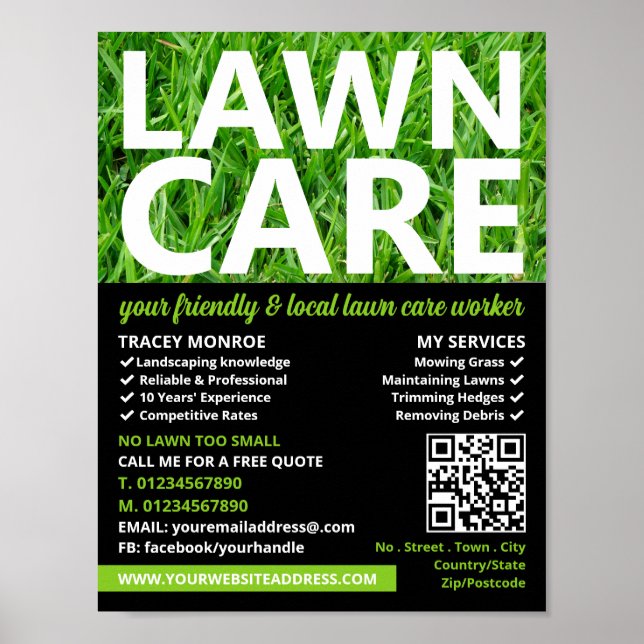 Green Lawn, Lawn Care Services Poster (Front)