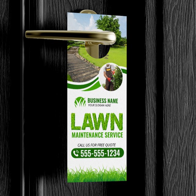 Green Lawn Maintenance Service Landscaping Mow Door Hanger (Creator Uploaded)