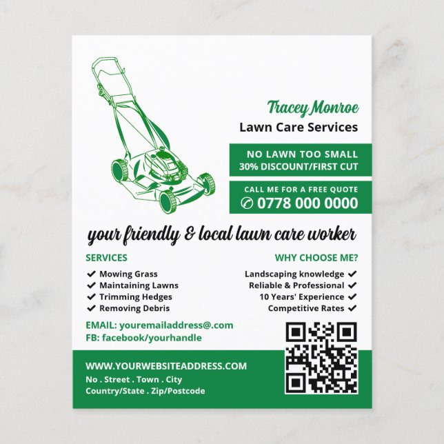 Green Lawn-Mower, Lawn Care Services Flyer (Front)