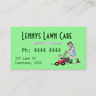 Green Lawn Mowing Man Business Cards
