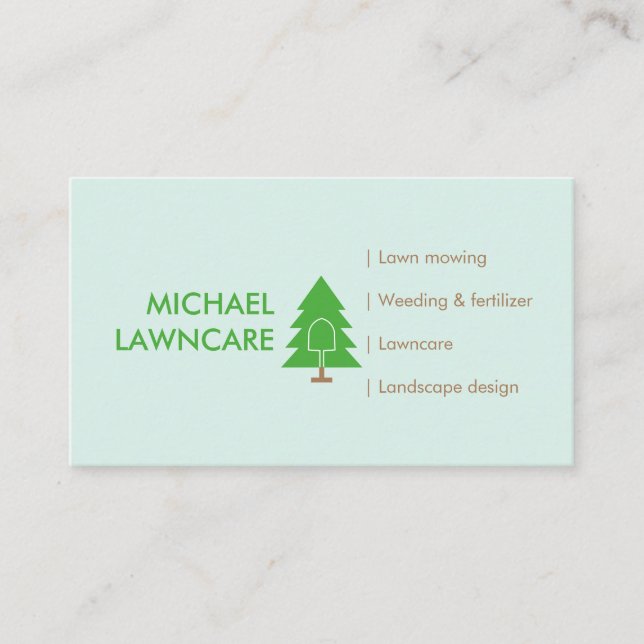 Green LawnCare Landscape Grass Mowing Business Card (Front)
