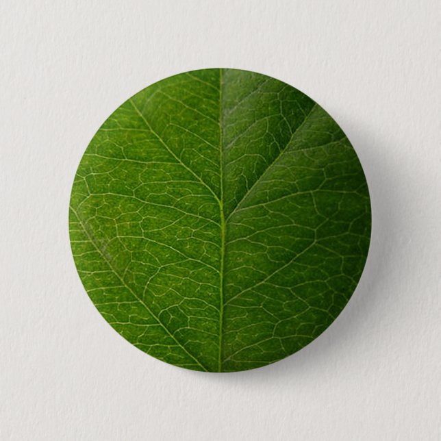 Green Leaf 2 Inch Round Button (Front)