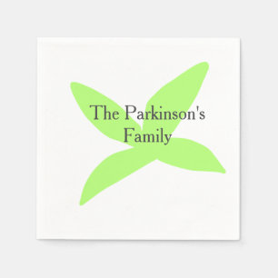 Green leaf abstract pastel family name retro boho napkin