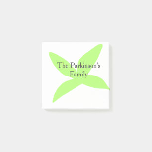 Green leaf abstract pastel family name retro boho post-it notes