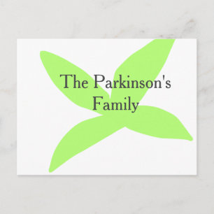 Green leaf abstract pastel family name retro boho  postcard
