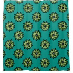 Green Leaf and Flower seamless pattern background.