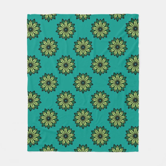 Green Leaf and Flower seamless pattern background. Fleece Blanket (Front)