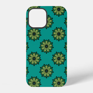 Green Leaf and Flower seamless pattern background. iPhone 12 Case