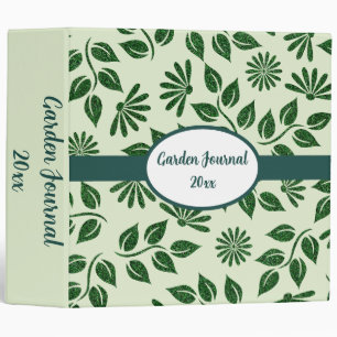 Green Leaf and Flower Texture Garden Journal Binder