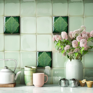Green Leaf Art Deco Tile