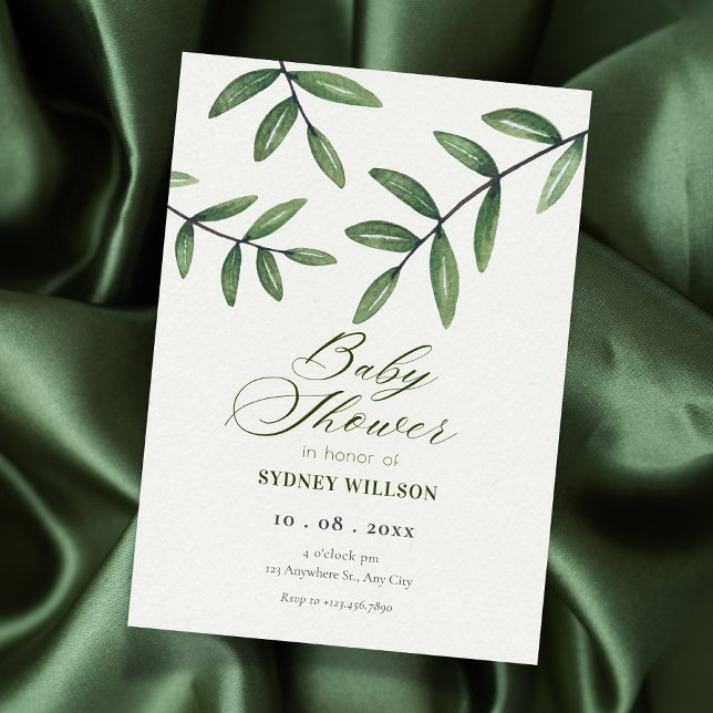 Green Leaf  baby shower Invitation (Creator Uploaded)