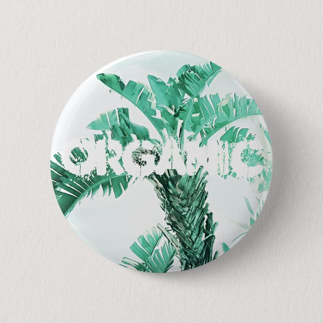 Green leaf banana plant 2 inch round button (Front)