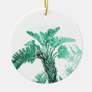 Green leaf banana plant ceramic ornament