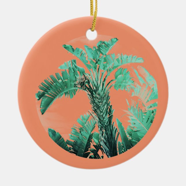 Green leaf banana plant ceramic ornament (Front)
