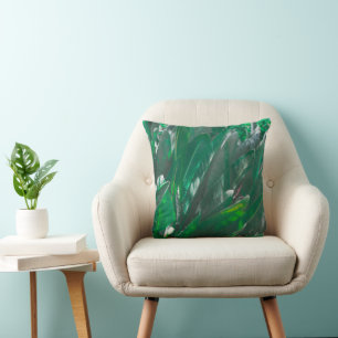 Green leaf banana plant leaves pastel throw pillow