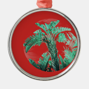 Green leaf banana plant metal ornament