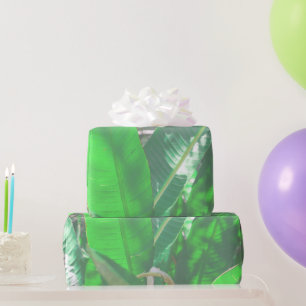 Green leaf banana type plant leaves pastel wrapping paper