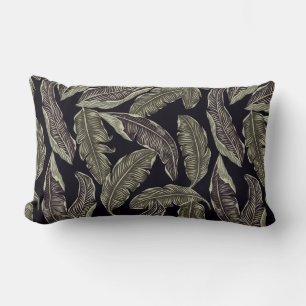 Green Leaf Black Reversible Lumbar Pillow