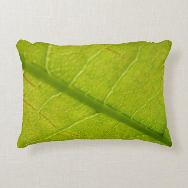 Green Leaf Botanical Nature Photography Accent Pillow (Front)
