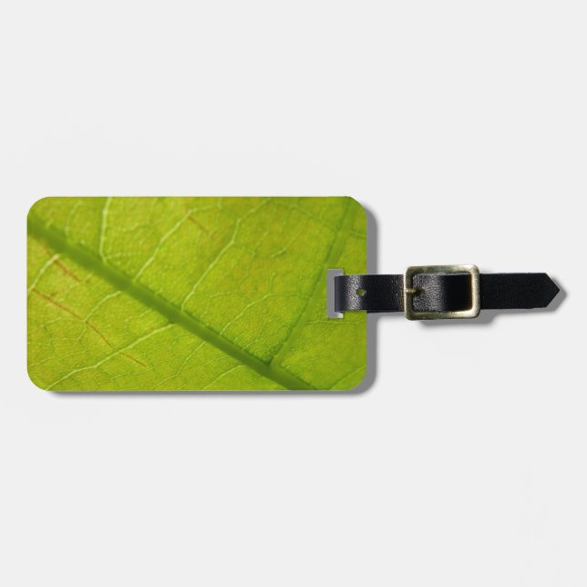Green Leaf Botanical Nature Photography Luggage Tag (Front Horizontal)