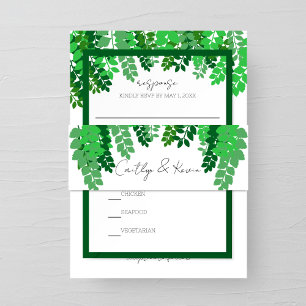 Green Leaf Canopy Wedding Invitation Belly Band