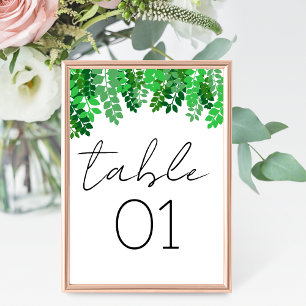Green Leaf Canopy Wedding Table Number